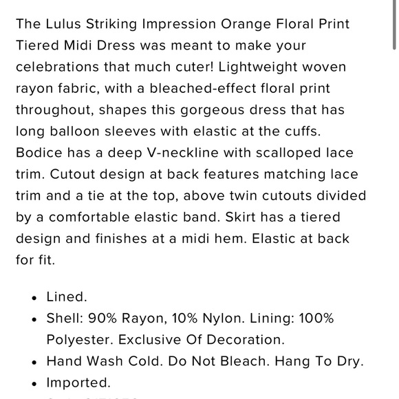 Lulu’s Striking Impression Orange Floral Print Tiered Midi Dress - Picture 4 of 8